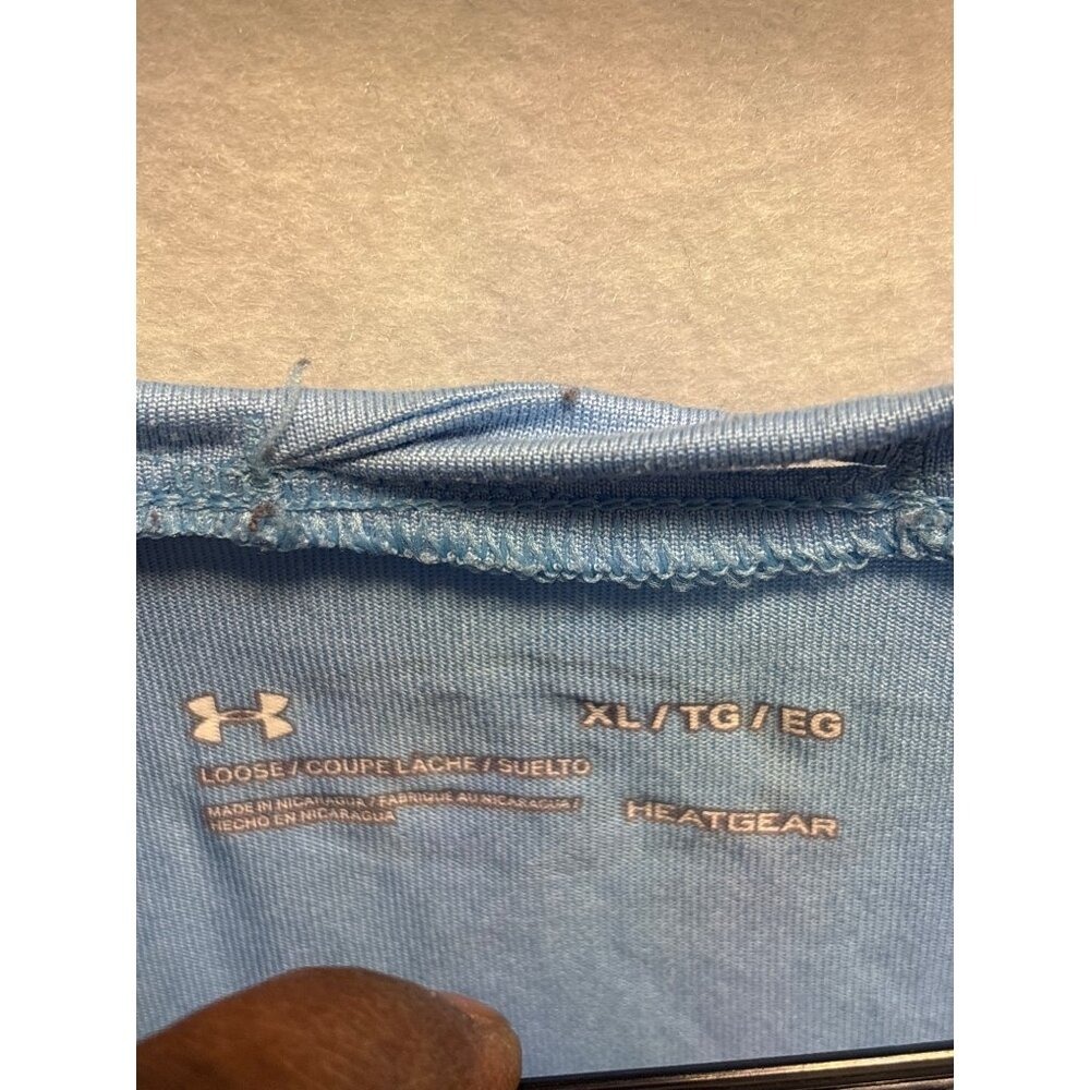 Under Armour Heatgear Loose Fit T Shirt Blue XL Athletic Gym Workout Tee - Picture 3 of 10